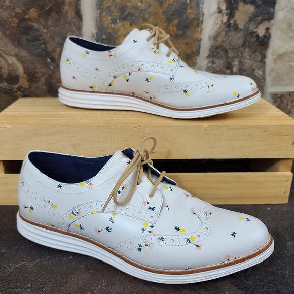 Cole Haan Shoes - Cole Haan 8.5 Floral Leather Grand OS Oxford Shoes